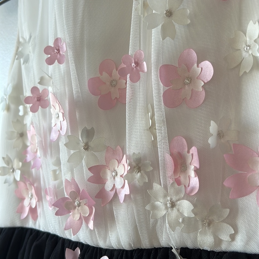 Hannah Banana 3D pink flowers formal dress size 14 black white wedding party - Picture 1 of 7